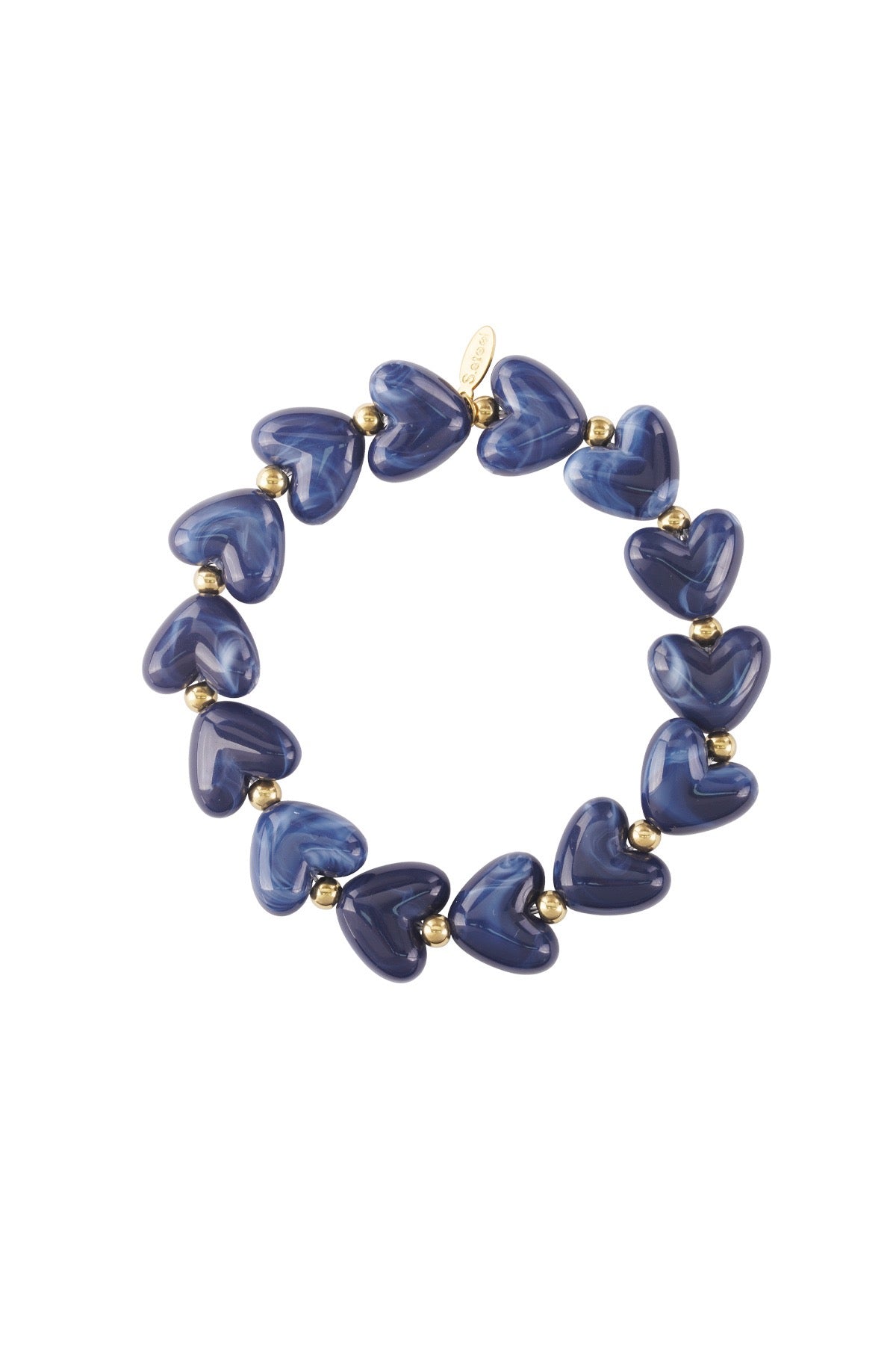 Ketting kralen hartjes blauw