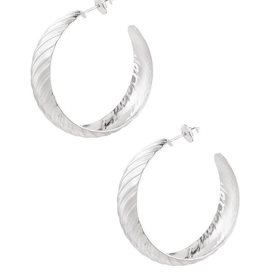 Oorbellen Hoepel silver stripe