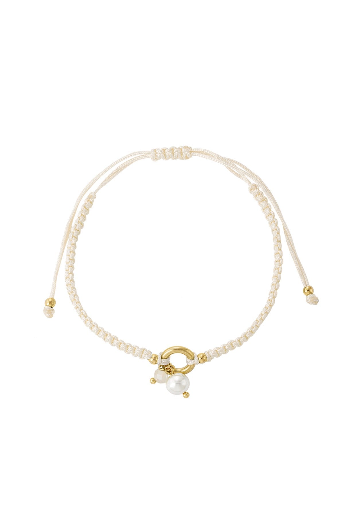 Armband gevlochten Zomer pareltje | lichtblauw & beige beschikbaar