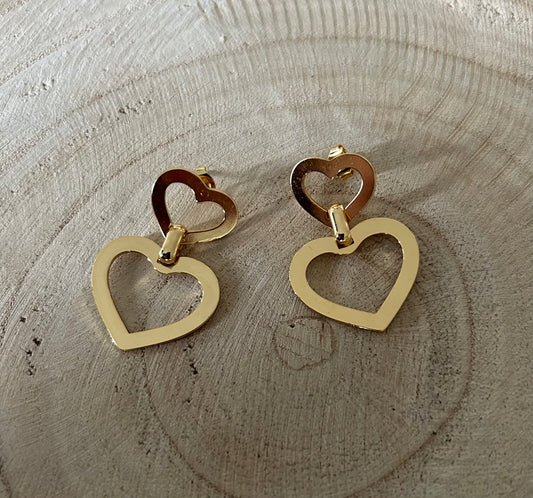 Oorbellen Dubbel hart