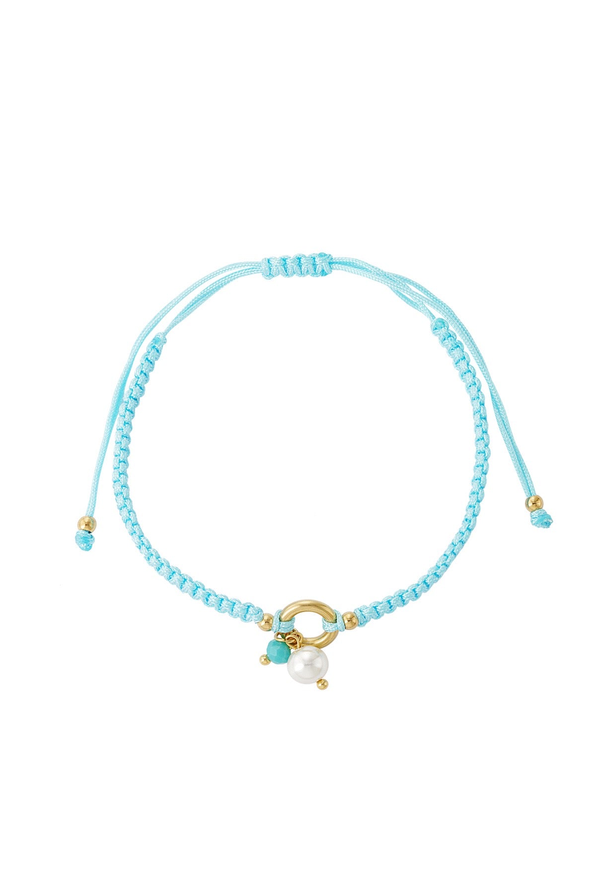Armband gevlochten Zomer pareltje | lichtblauw & beige beschikbaar