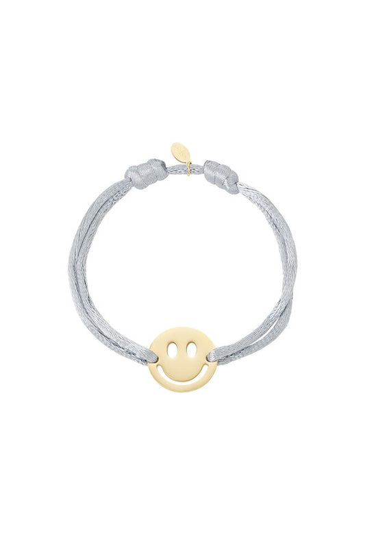 Armband satijn Smiley | grijs en zwart beschikbaar