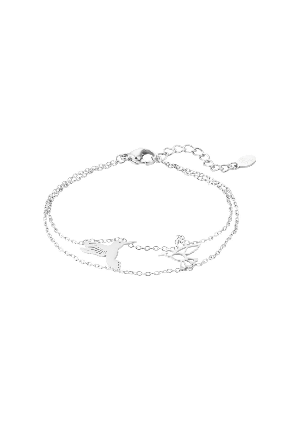 Stainless steel armband zilver vogels