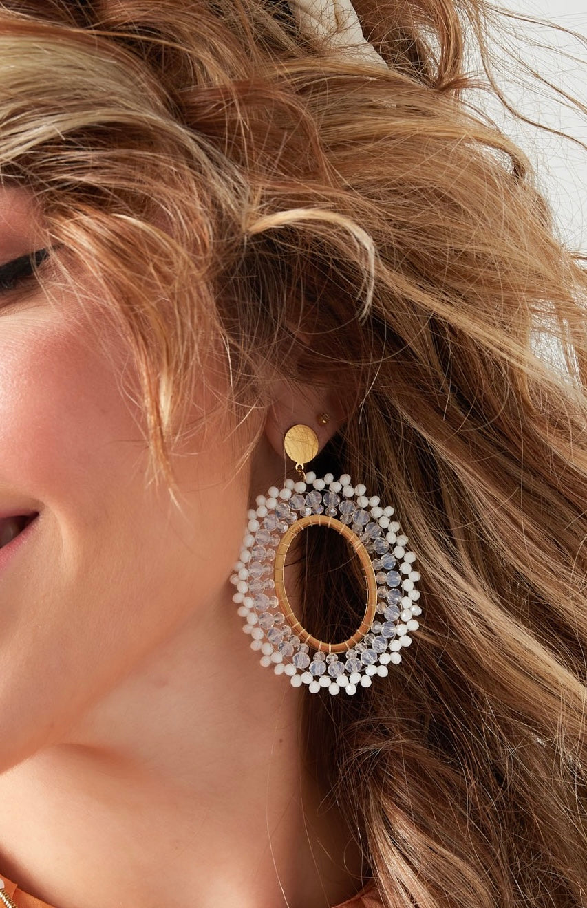 Oorbellen Kralen party pink