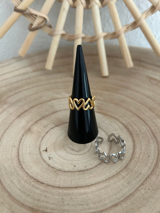 Ring verstelbaar Lot of hearts | zilver en goud beschikbaar