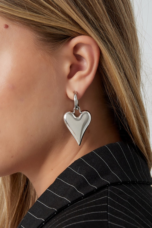Oorringen Big heart hanger