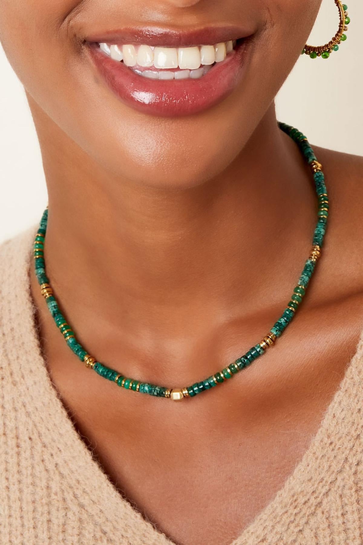 Ketting natuursteen Golden Black party