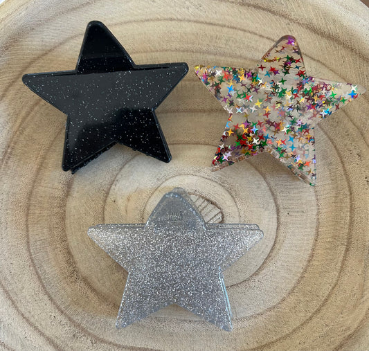 Haarclip Ster glitter | meerkleurig, zilver en zwart beschikbaar