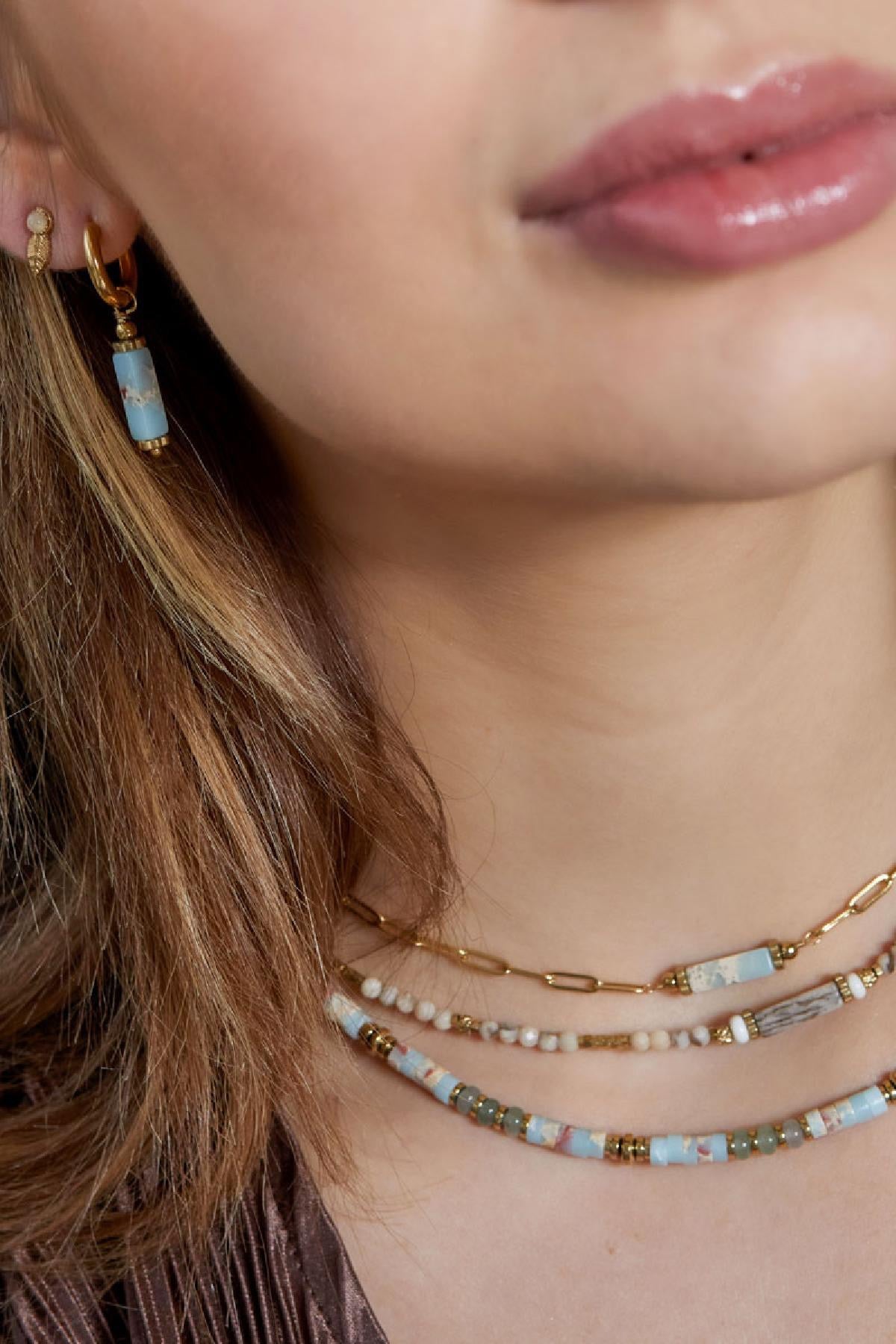 Ketting natuursteen Golden Mint party