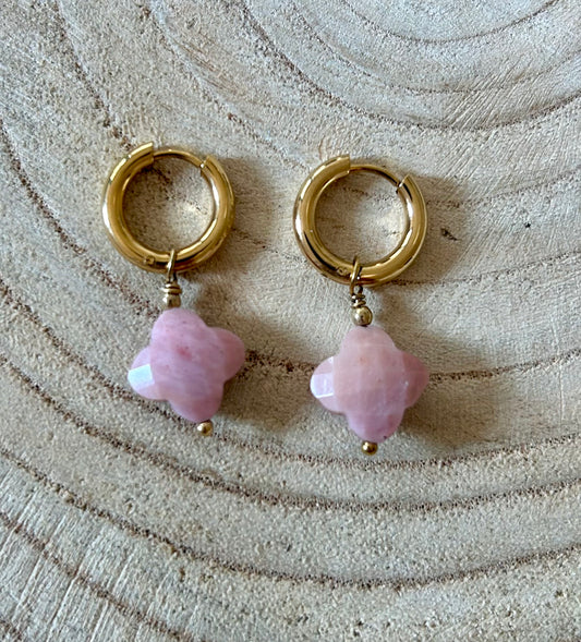 Oorbellen Klaver Natuursteen | meerdere kleuren beschikbaar