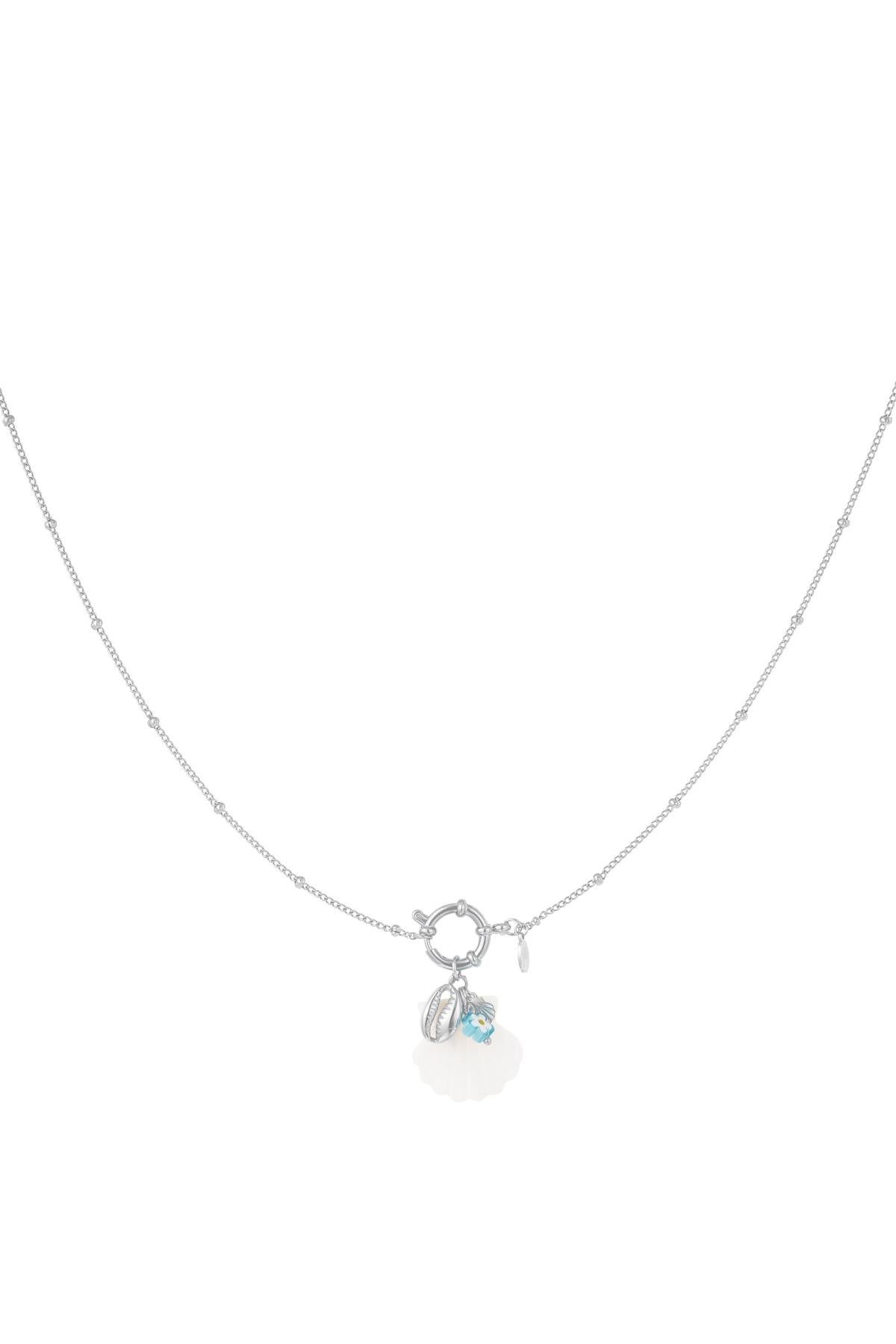Stainless steel ketting met schelpen en bloem bedel