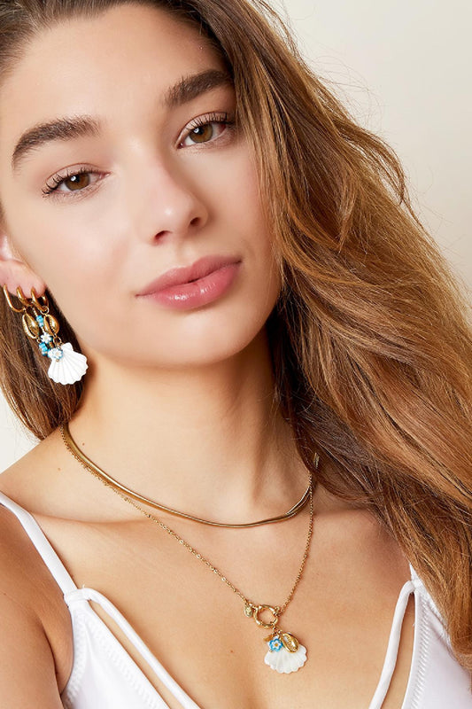 Ketting Stainless steel schelpen en bloem bedel voorbeeld model