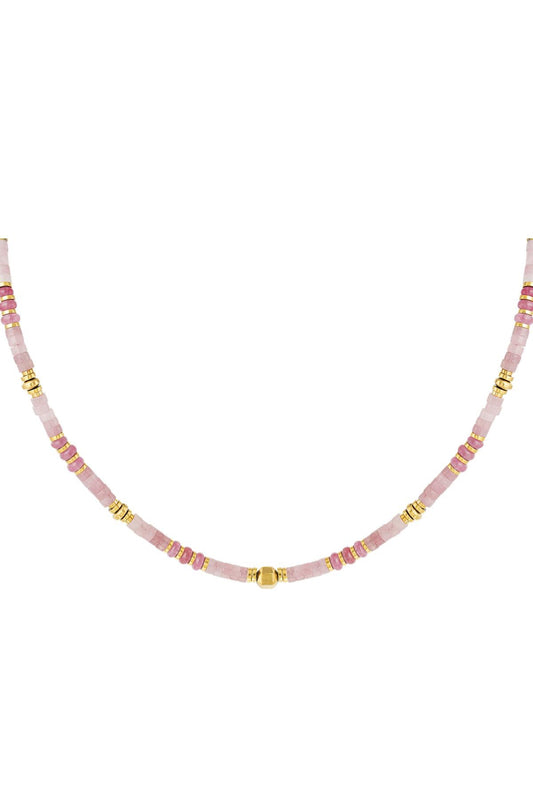 Ketting natuursteen Golden Pink party