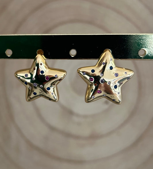 Oorbellen Chunky star strass