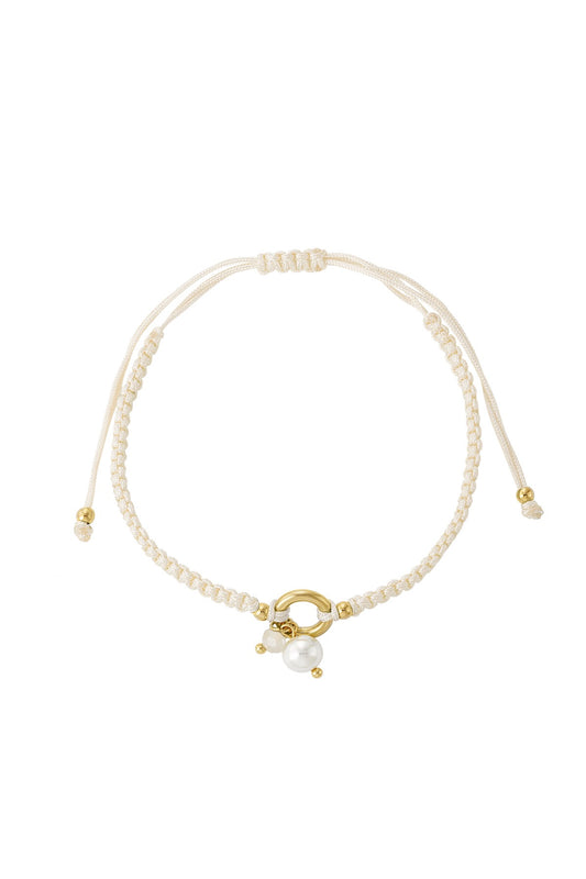 Armband gevlochten Zomer pareltje | lichtblauw & beige beschikbaar