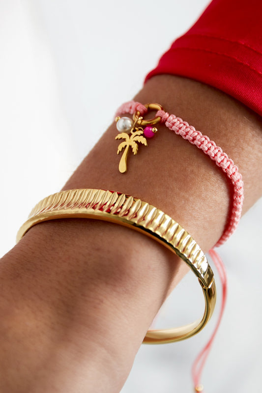 Armband gevlochten Palmboom paradise | roze & beige beschikbaar