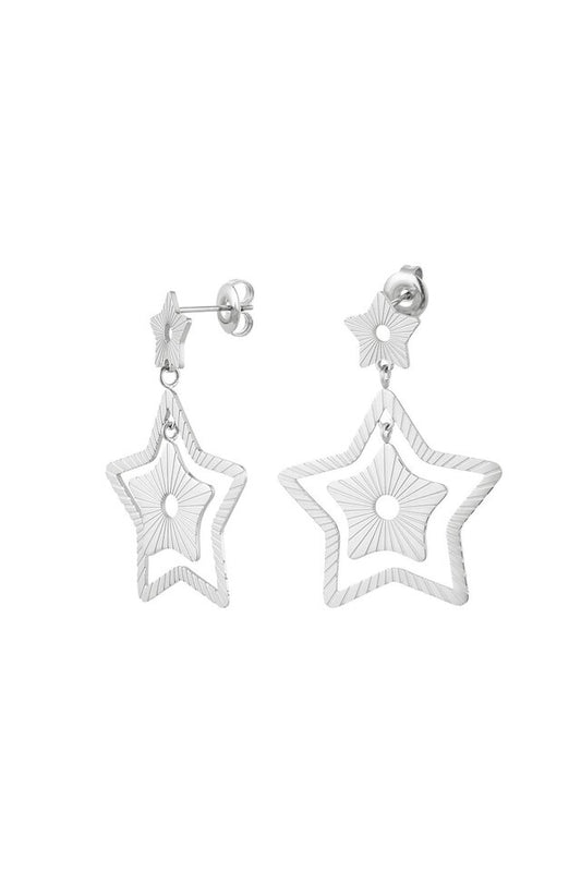 Oorknopjes Party stars silver