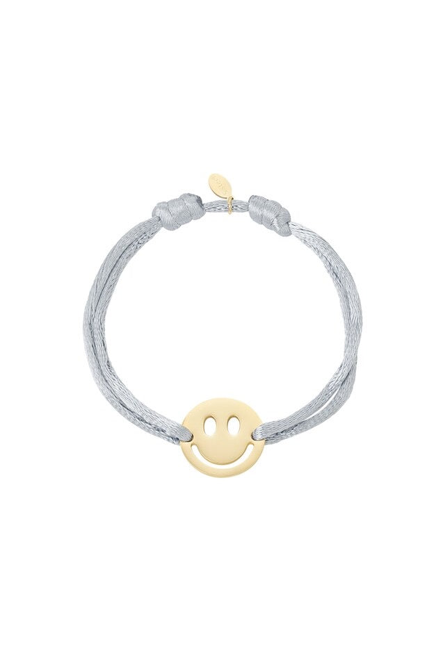 Armband satijn Smiley | grijs en zwart beschikbaar
