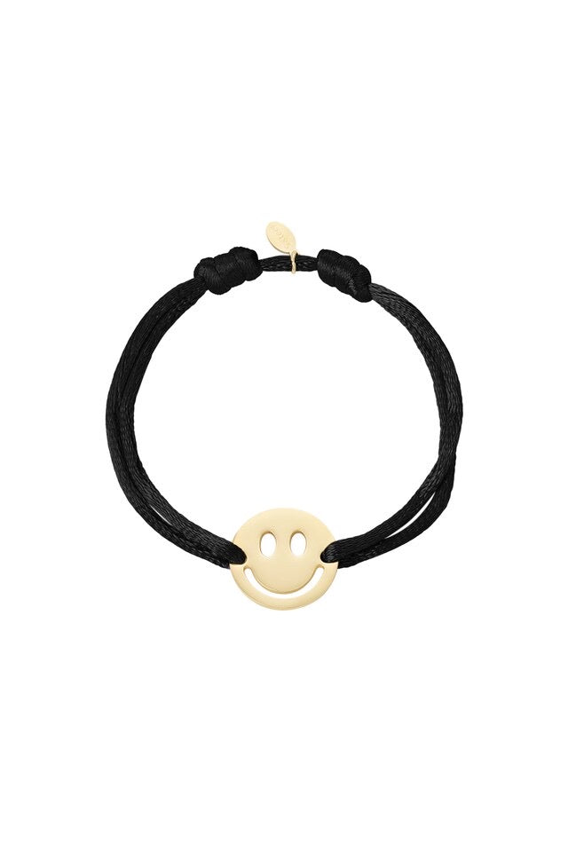 Armband satijn Smiley | grijs en zwart beschikbaar