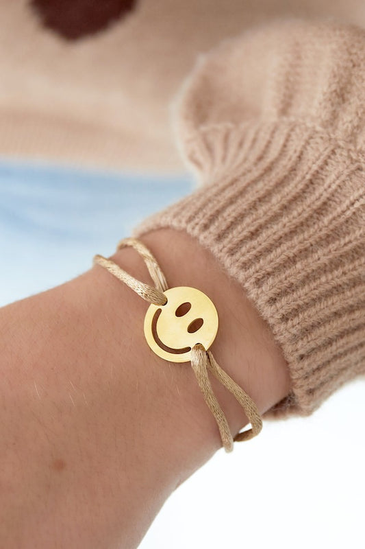 Armband satijn Smiley | grijs en zwart beschikbaar