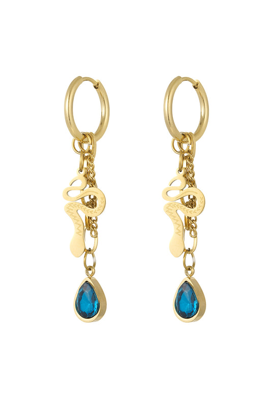 Oorbellen Blue snake | goud & zilver beschikbaar